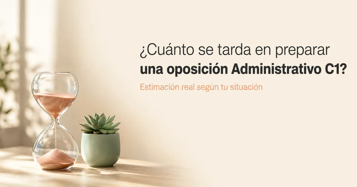 Tiempo de preparación de oposiciones de Administrativo C1 según base y horas de estudio