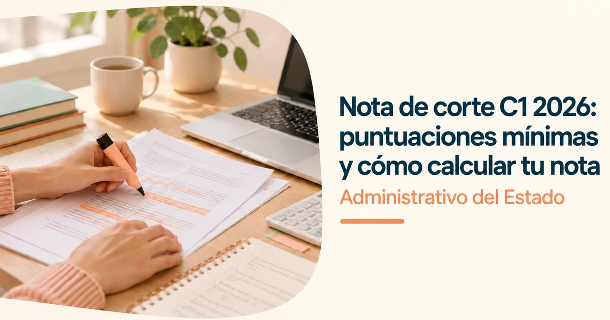 Nota de corte de Administrativo del Estado C1 2026: puntuaciones mínimas y cálculo de la nota